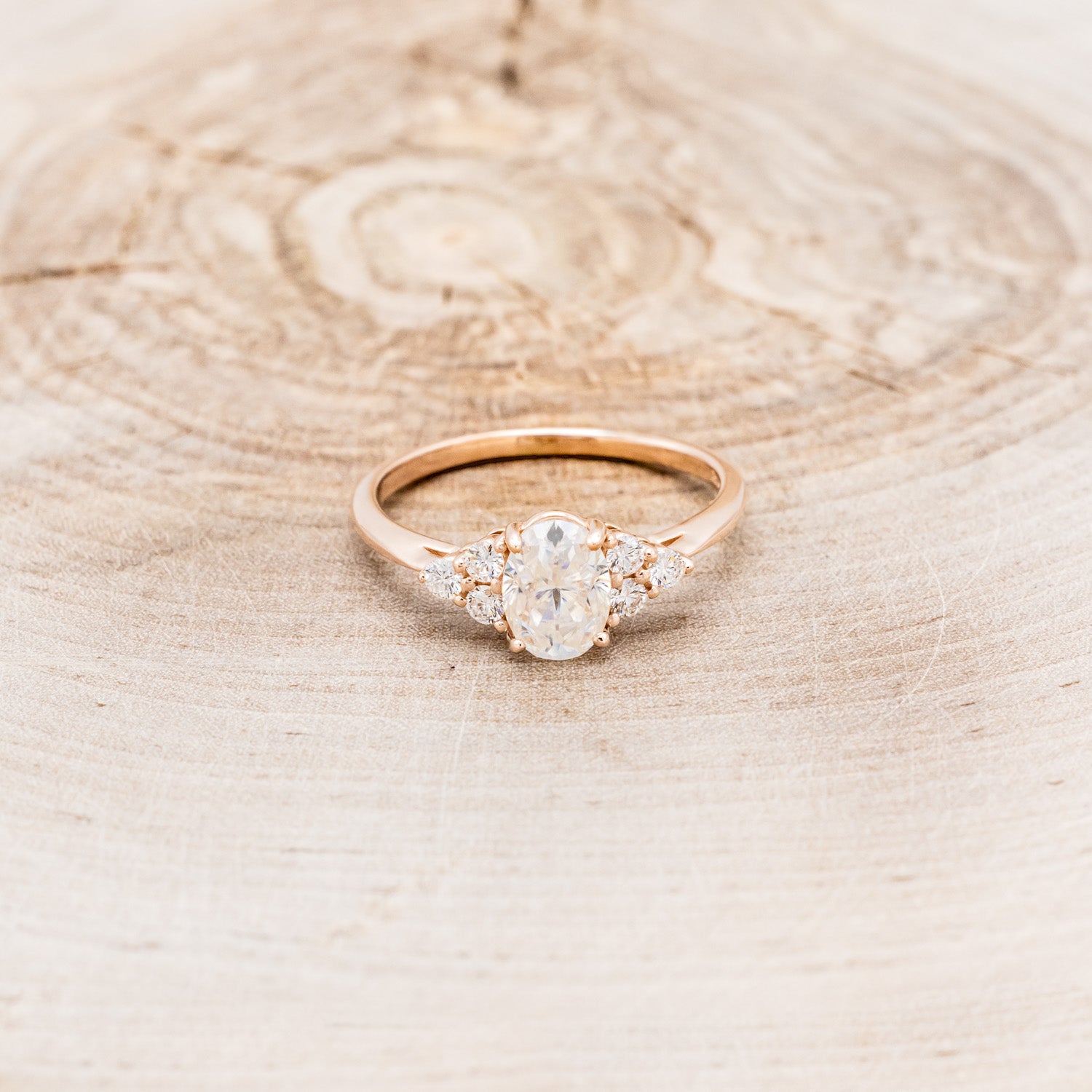 "RHEA" - OVAL MOISSANITE ENGAGEMENT RING WITH DIAMOND ACCENTS-4