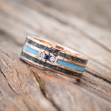 "RIO" - GENUINE BLUE SAPPHIRE, DIAMONDS, TURQUOISE & MOONSTONE WEDDING BAND