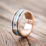 "RIO" - GENUINE BLUE SAPPHIRE, DIAMONDS, TURQUOISE & MOONSTONE WEDDING BAND