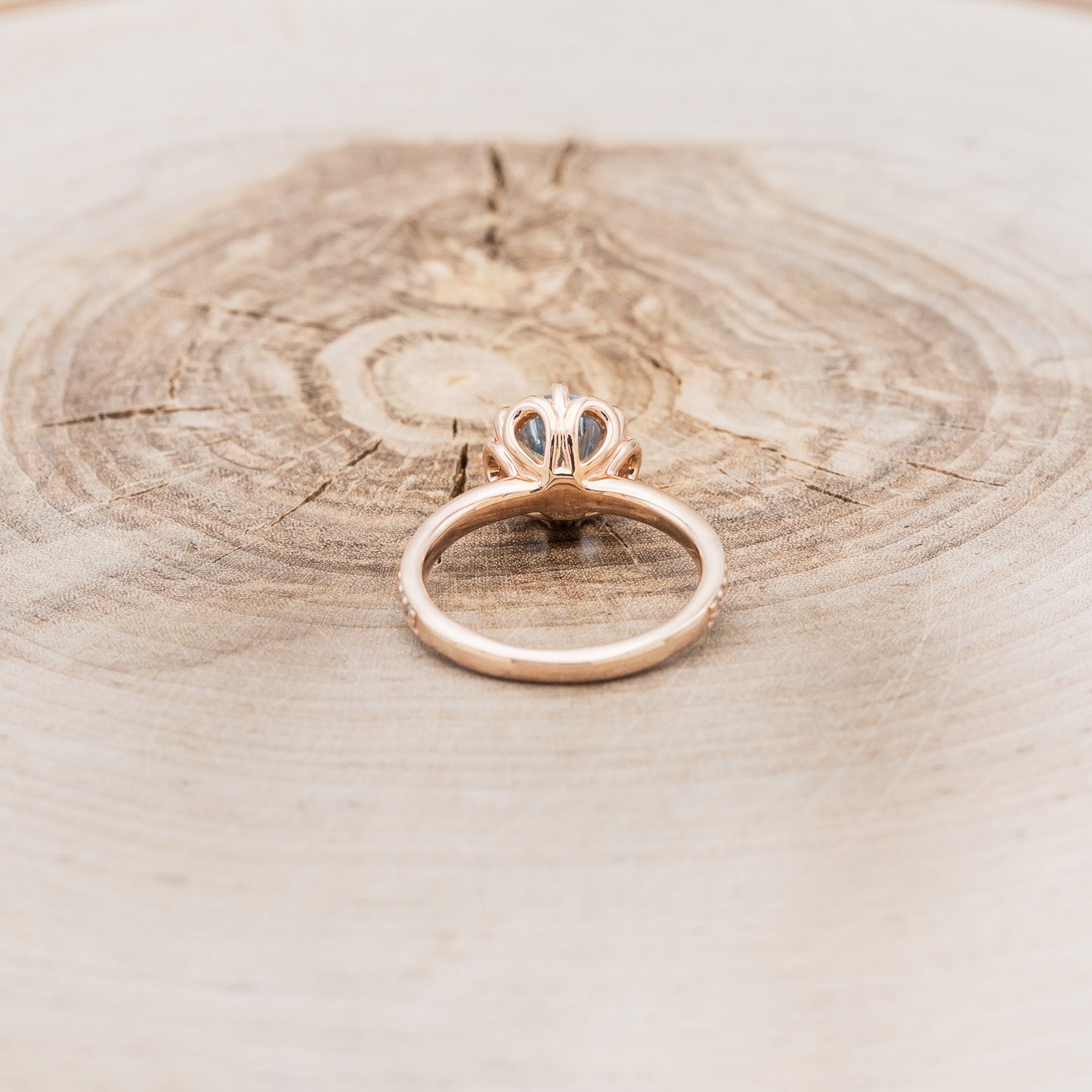 "ROSALIE" - ROUND CUT SKY BLUE TOPAZ ENGAGEMENT RING WITH DIAMOND HALO & ACCENTS-5