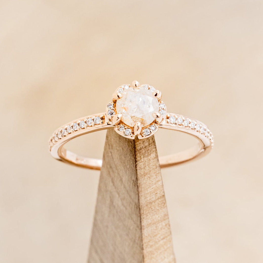 "ROSALIE" - ENGAGEMENT RING WITH DIAMOND HALO & ACCENTS - MOUNTING ONLY - SELECT YOUR OWN STONE-2