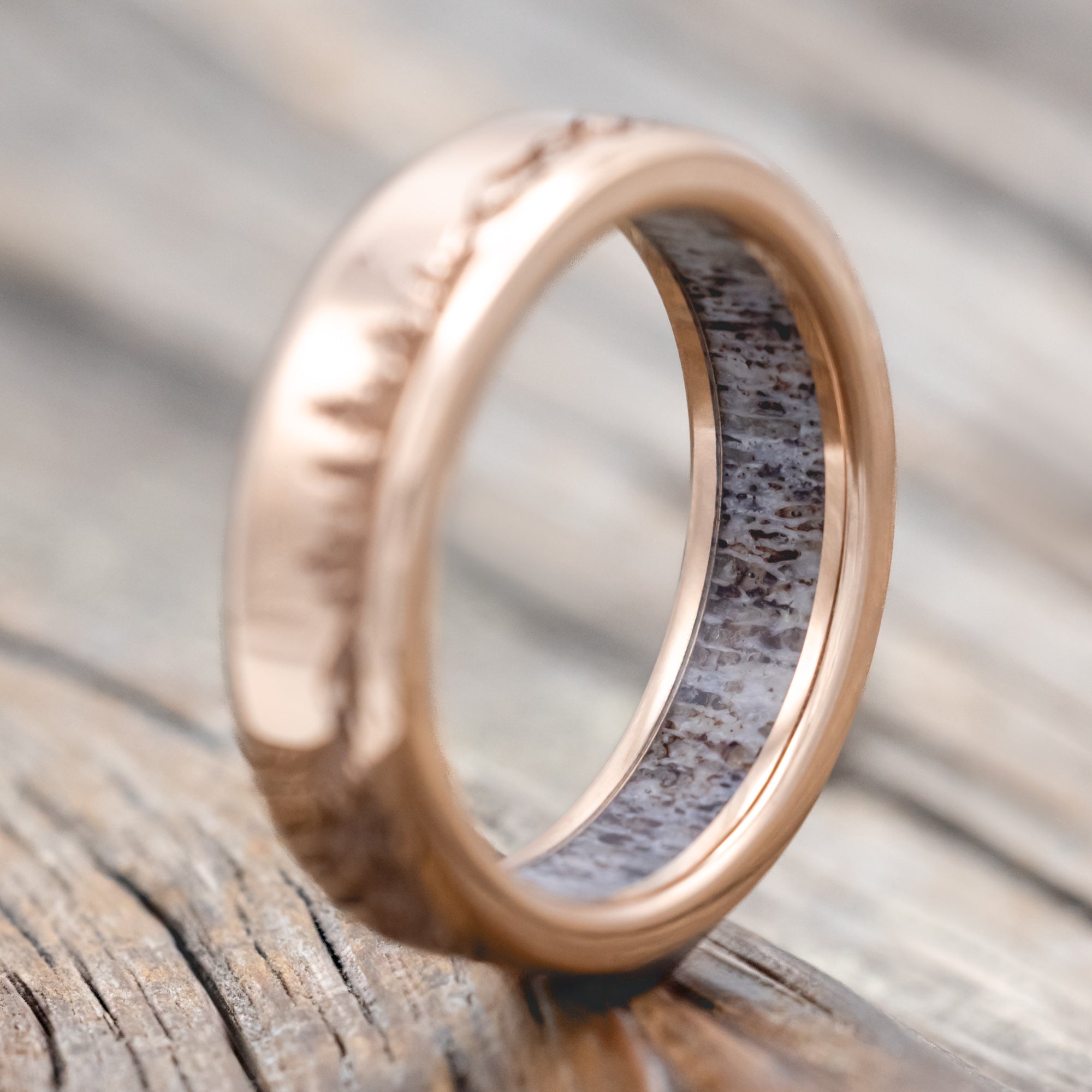 "ROSS" - MOUNTAIN & FOREST ENGRAVED WEDDING BAND WITH CUSTOM LINING-Staghead Designs