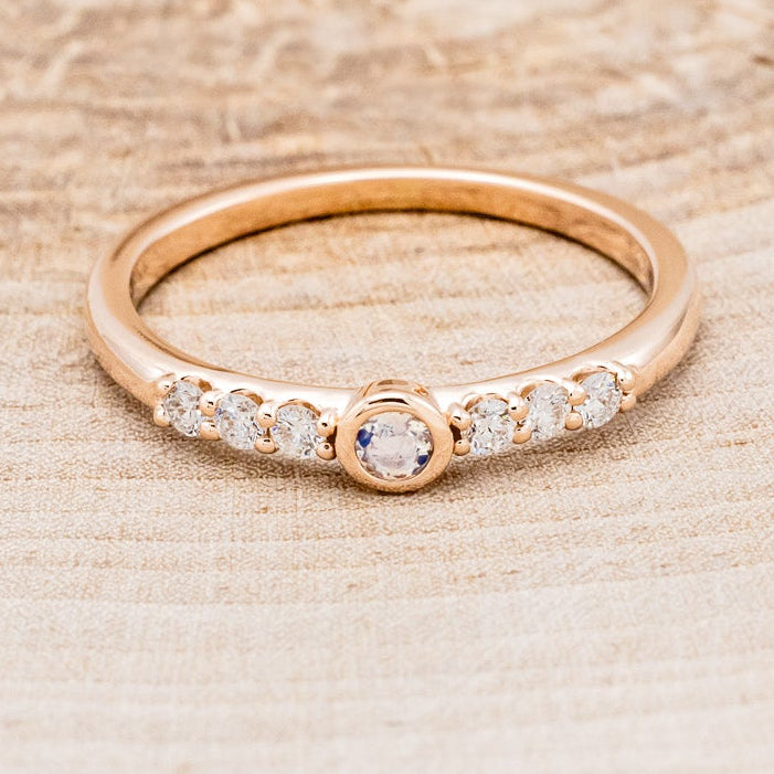 ROUND CUT MOONSTONE STACKING BAND WITH DIAMOND ACCENTS-10