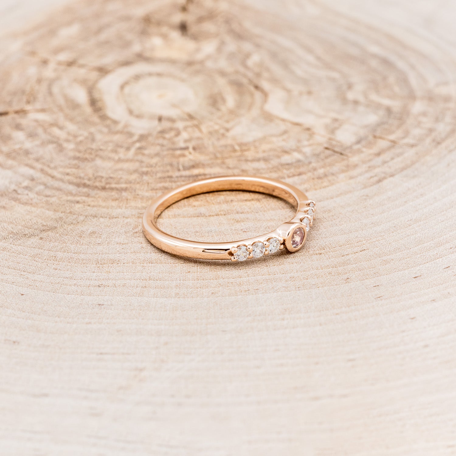 ROUND CUT MOONSTONE STACKING BAND WITH DIAMOND ACCENTS-8