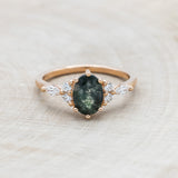 "SAGE" - OVAL MOSS AGATE ENGAGEMENT RING WITH DIAMOND ACCENTS-Staghead Designs