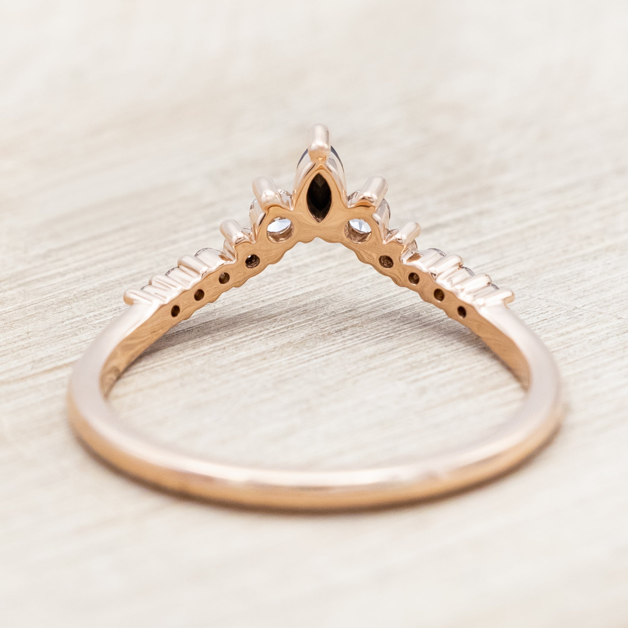 "SAGE" - KITE CUT MOSS AGATE ENGAGEMENT RING WITH BLACK MARQUISE DIAMOND ACCENTS & A DIAMOND TRACER