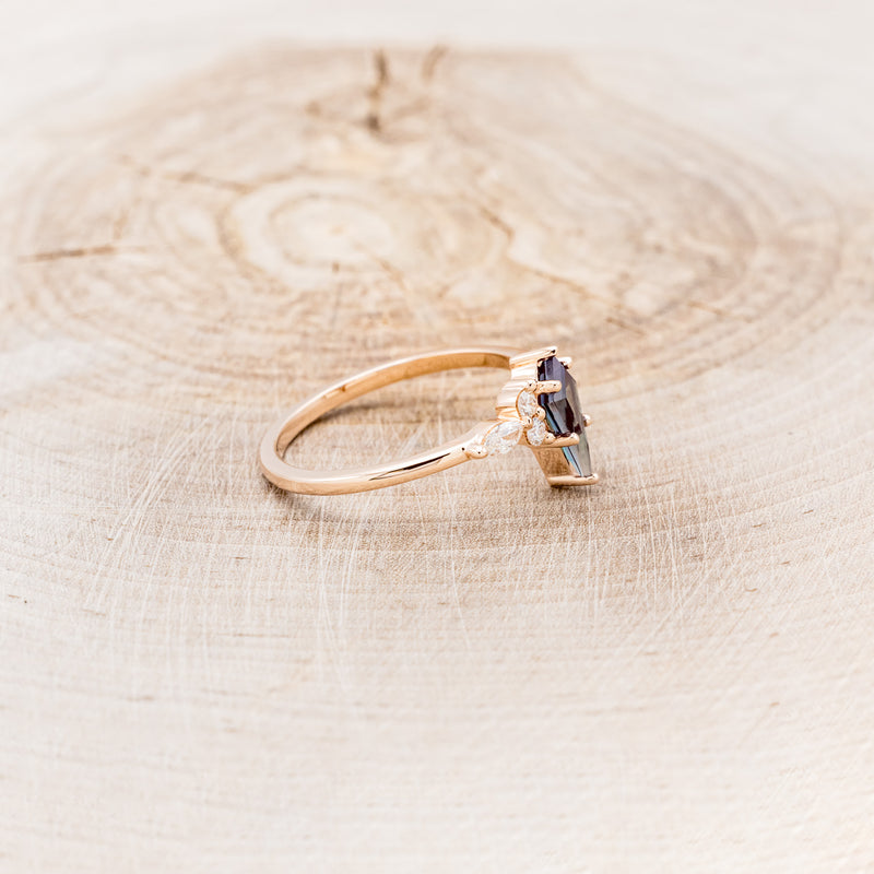 "SAGE" - KITE CUT LAB-GROWN ALEXANDRITE ENGAGEMENT RING WITH DIAMOND ACCENTS