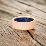 BLUE GOLDSTONE CHANNEL LINED RING WITH SANDBLASTED FINISH-3