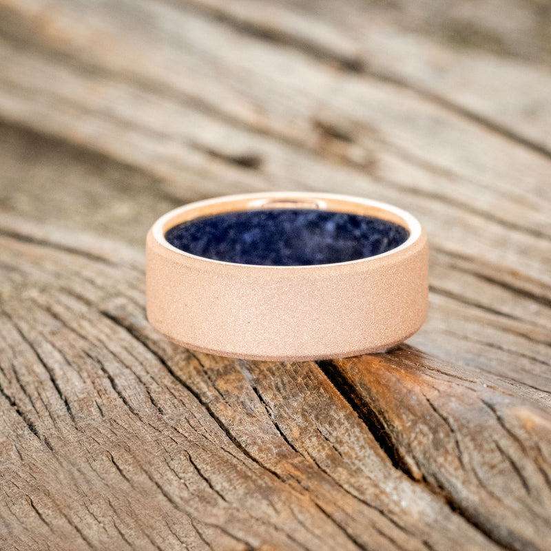 BLUE GOLDSTONE CHANNEL LINED RING WITH SANDBLASTED FINISH-3