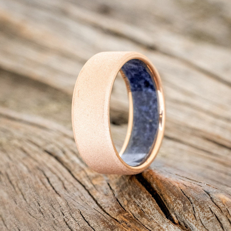 BLUE GOLDSTONE CHANNEL LINED RING WITH SANDBLASTED FINISH-1