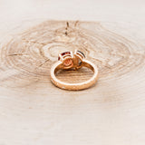 "SIDRA" - TOI ET MOI ROUND OREGON SUNSTONE ENGAGEMENT RING WITH A CRESCENT MOON SALT & PEPPER DIAMOND ACCENT & TRACER-10