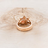 "SIDRA" - TOI ET MOI ROUND OREGON SUNSTONE ENGAGEMENT RING WITH A CRESCENT MOON SALT & PEPPER DIAMOND ACCENT & TRACER-5