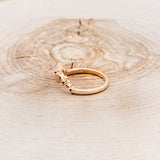 "SIDRA" - TOI ET MOI ROUND OREGON SUNSTONE ENGAGEMENT RING WITH A CRESCENT MOON SALT & PEPPER DIAMOND ACCENT & TRACER-11