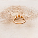 "SIDRA" - TOI ET MOI ROUND OREGON SUNSTONE ENGAGEMENT RING WITH A CRESCENT MOON SALT & PEPPER DIAMOND ACCENT & TRACER-17