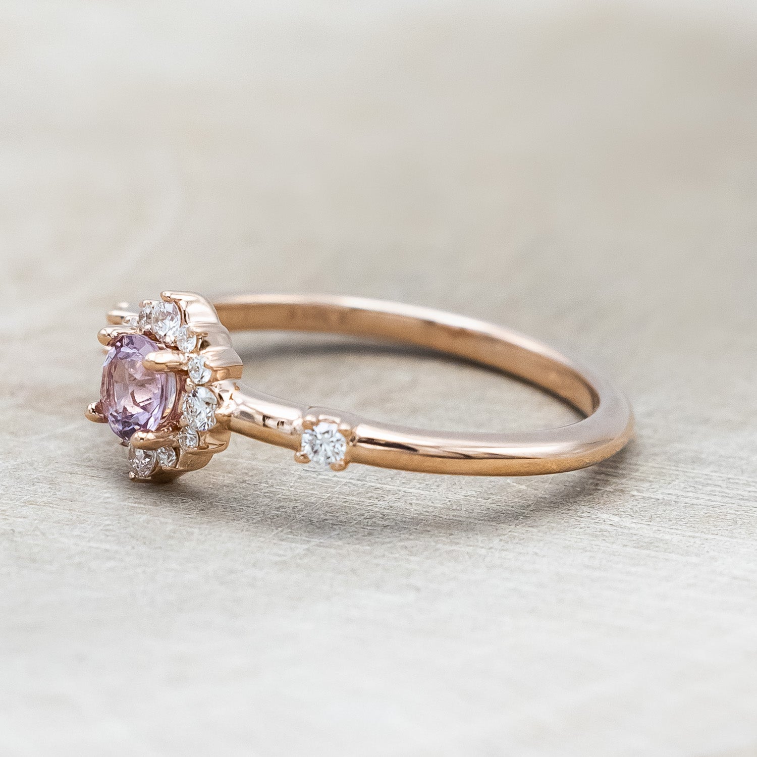 ONE-OF-A-KIND - "STARLA" - ROUND CUT DRAGON GARNET ENGAGEMENT RING WITH DIAMOND ACCENTS-Staghead Designs