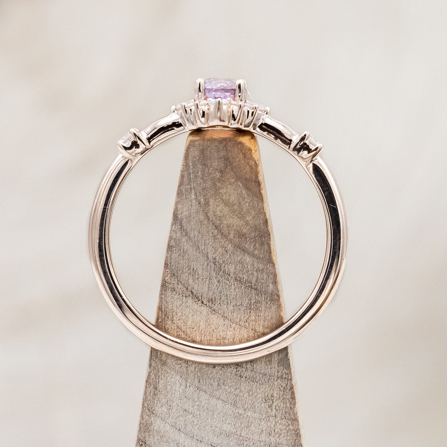 ONE-OF-A-KIND - "STARLA" - ROUND CUT DRAGON GARNET ENGAGEMENT RING WITH DIAMOND ACCENTS-Staghead Designs