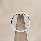 "STARLA" - ROUND CUT PERIDOT ENGAGEMENT RING WITH STARBURST DIAMOND HALO-Staghead Designs