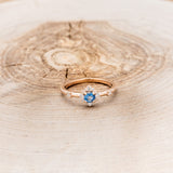 "STARLA" - ROUND CUT AQUAMARINE ENGAGEMENT RING WITH STARBURST DIAMOND HALO & TRACER-21