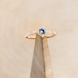 "STARLA" - ROUND CUT AQUAMARINE ENGAGEMENT RING WITH STARBURST DIAMOND HALO & TRACER-18