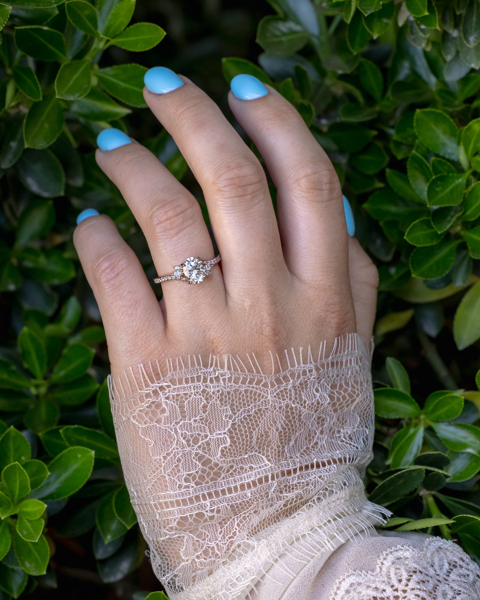 "SWAN" - OVAL CUT MOISSANITE ENGAGEMENT RING WITH DIAMOND ACCENTS-Staghead Designs