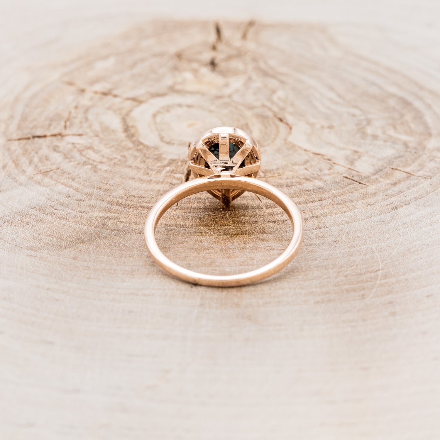 "TERRA" - PEAR-SHAPED TURQUOISE ENGAGEMENT RING WITH DIAMOND HALO - EXPEDITED-11