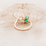 "JOSEPHINE" - TOI ET MOI MARQUISE-SHAPED LAB-GROWN EMERALD ENGAGEMENT RING WITH MOONSTONE ACCENT & FIRE & ICE OPAL INLAYS