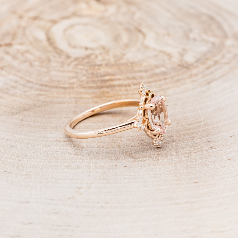 "TREVA" - OVAL MORGANITE ENGAGEMENT RING WITH DIAMOND ACCENTS & "MELODY" TRACER-8