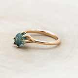 "TULIP" - DIAGONAL SET OVAL MOSS AGATE SOLITAIRE ENGAGEMENT RING-Staghead Designs