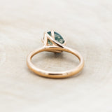 "TULIP" - DIAGONAL SET OVAL MOSS AGATE SOLITAIRE ENGAGEMENT RING-Staghead Designs