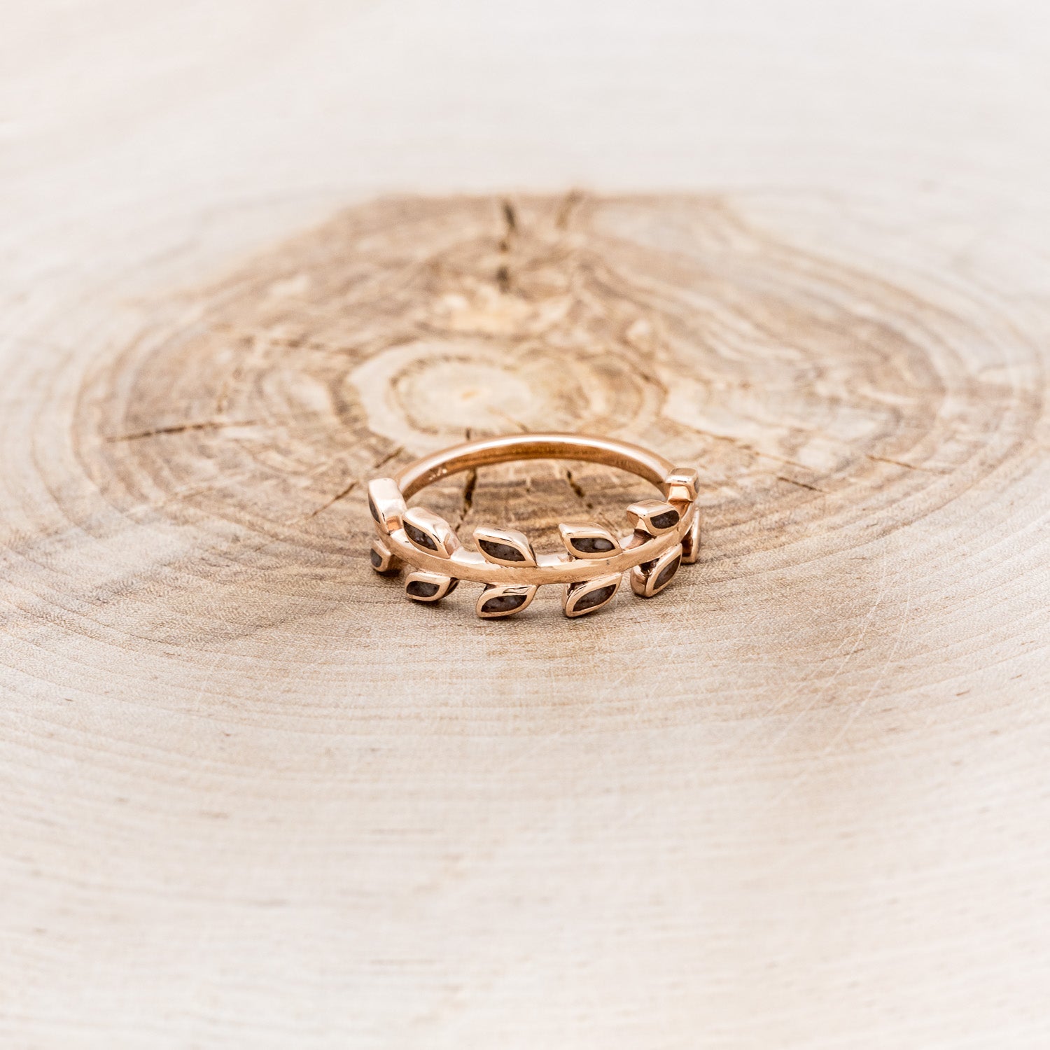 14K GOLD LEAF RING WITH ANTLER INLAYS-4