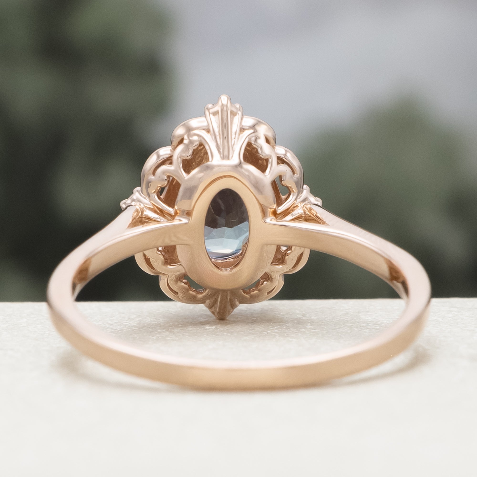 "VERA" - PEAR CUT LAB-GROWN ALEXANDRITE ENGAGEMENT RING WITH DIAMOND ACCENTS-Staghead Designs