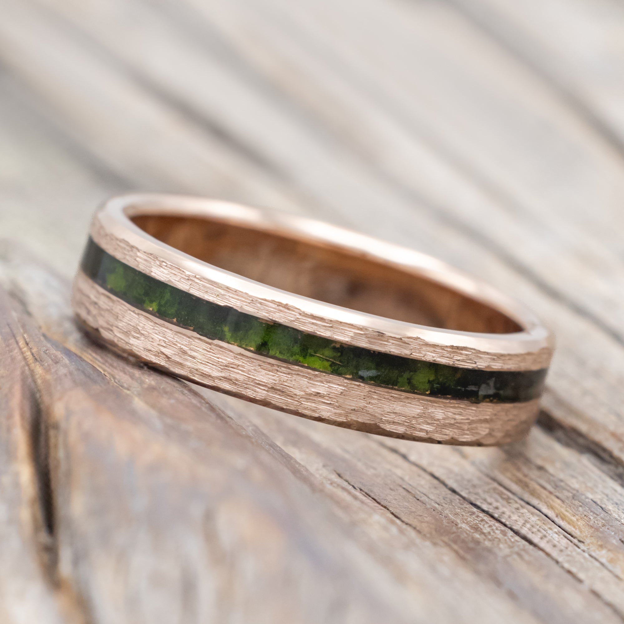 "VERTIGO" - MOSSY PATINA COPPER WEDDING BAND WITH CUSTOM FINISH-Staghead Designs