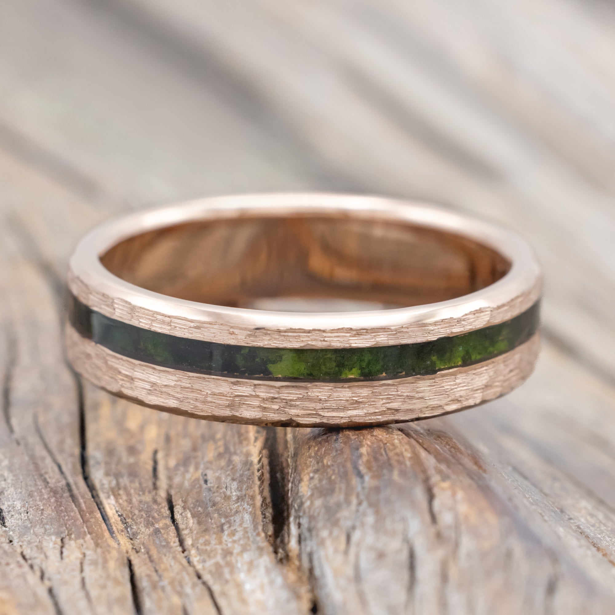 "VERTIGO" - MOSSY PATINA COPPER WEDDING BAND WITH CUSTOM FINISH-Staghead Designs