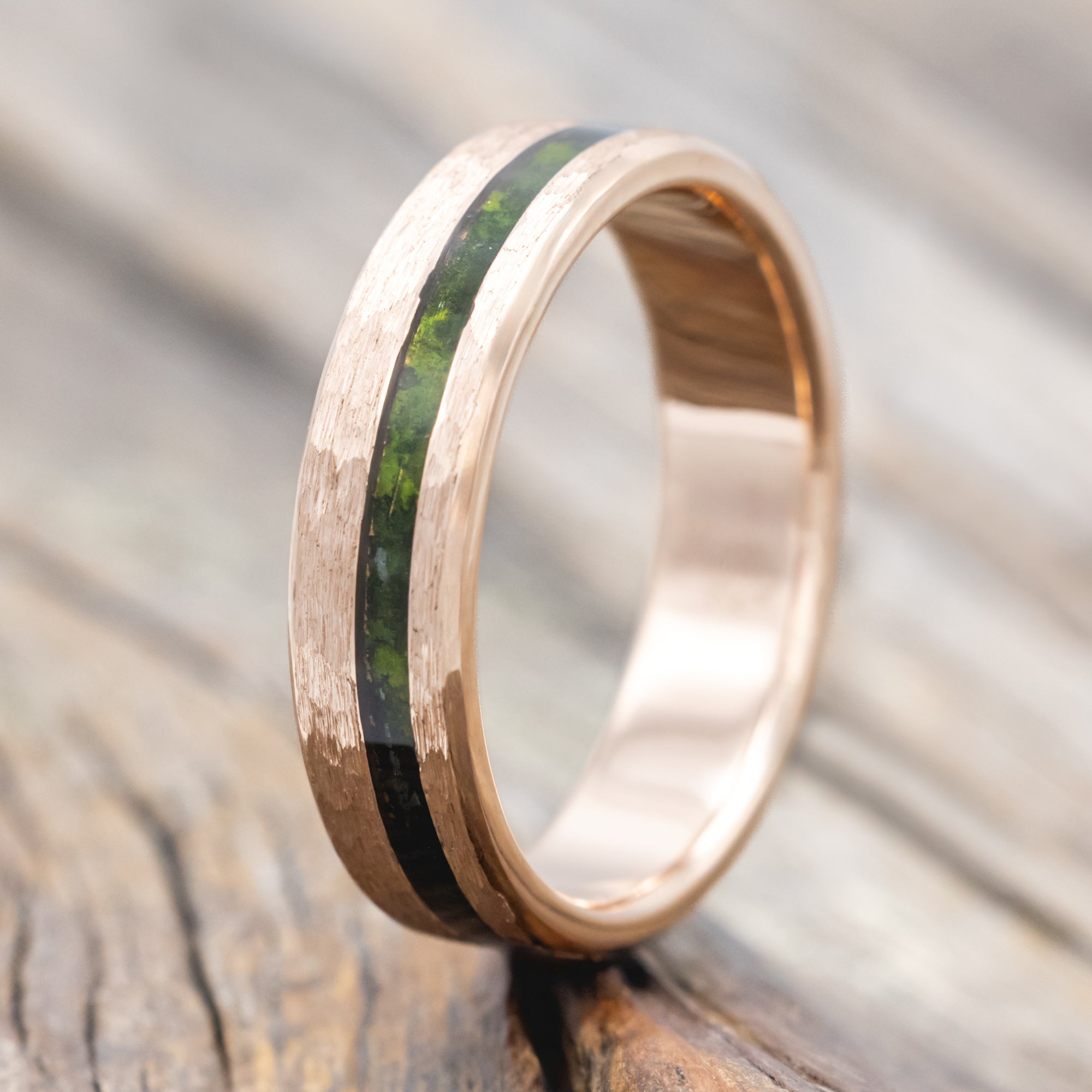 "VERTIGO" - MOSSY PATINA COPPER WEDDING BAND WITH CUSTOM FINISH-Staghead Designs