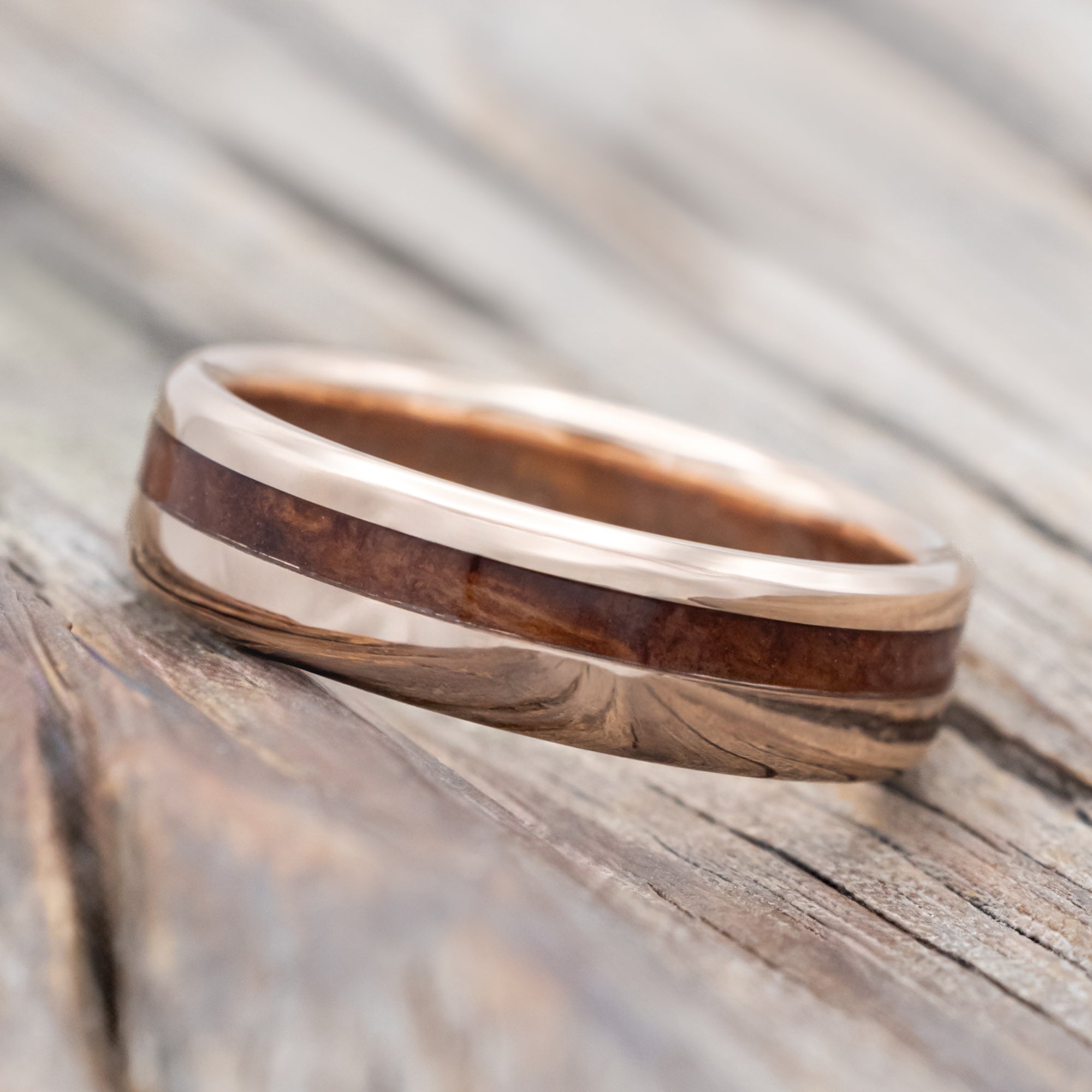 "VERTIGO" - REDWOOD WEDDING RING-Staghead Designs