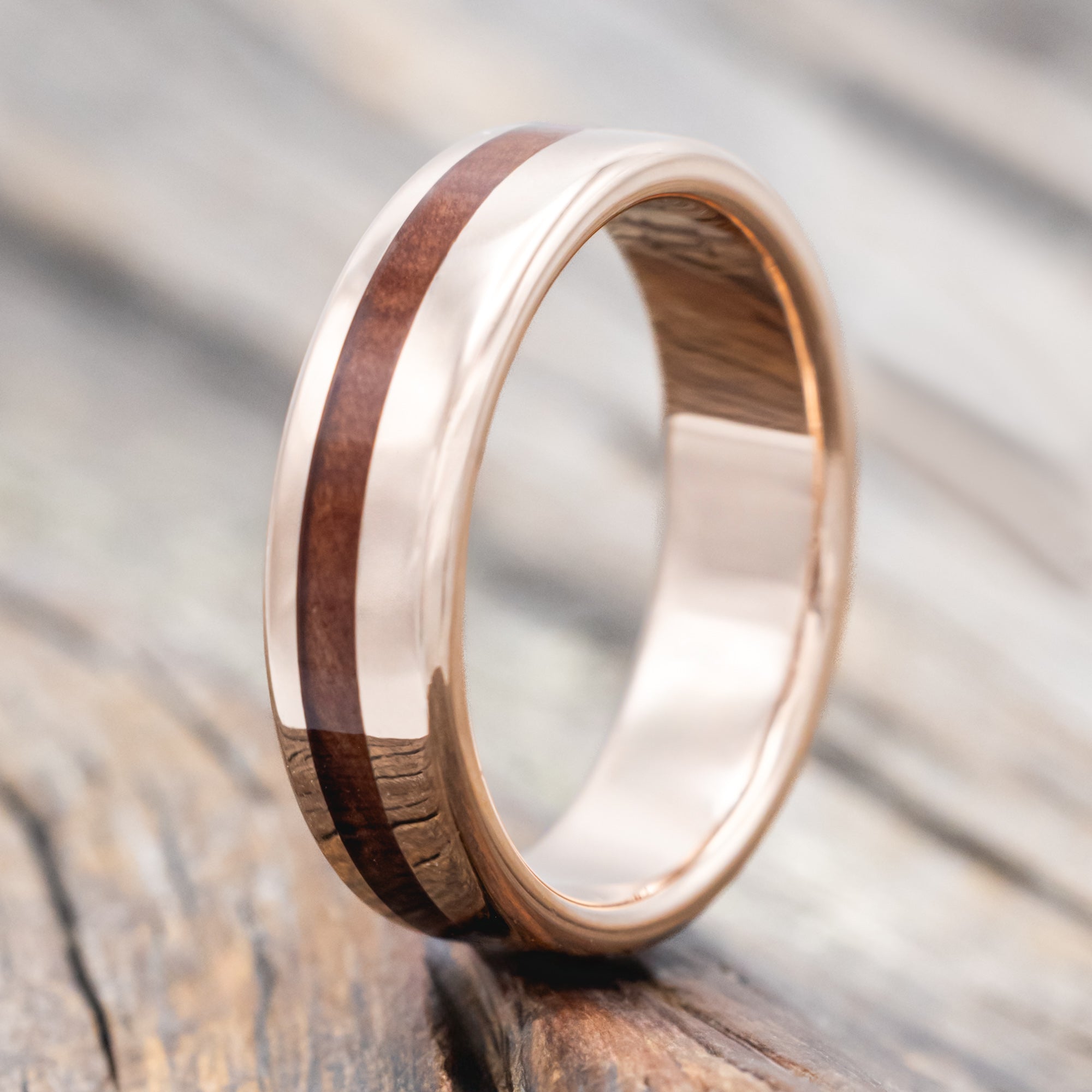 "VERTIGO" - REDWOOD WEDDING RING-Staghead Designs