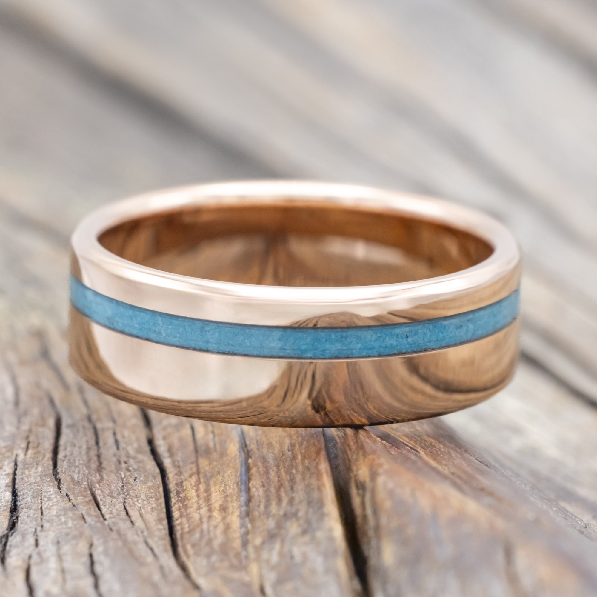 "VERTIGO" - WEDDING BAND WITH SINGLE INLAY-Staghead Designs