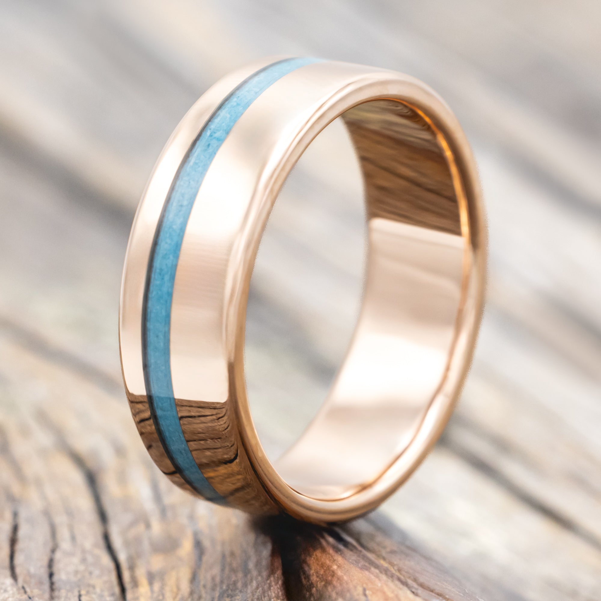 "VERTIGO" - WEDDING BAND WITH SINGLE INLAY-Staghead Designs