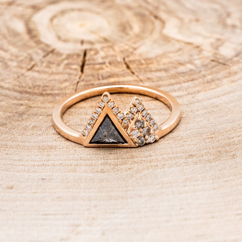 "TABEI" - TRIANGLE SALT & PEPPER DIAMOND MOUNTAIN ENGAGEMENT RING-4