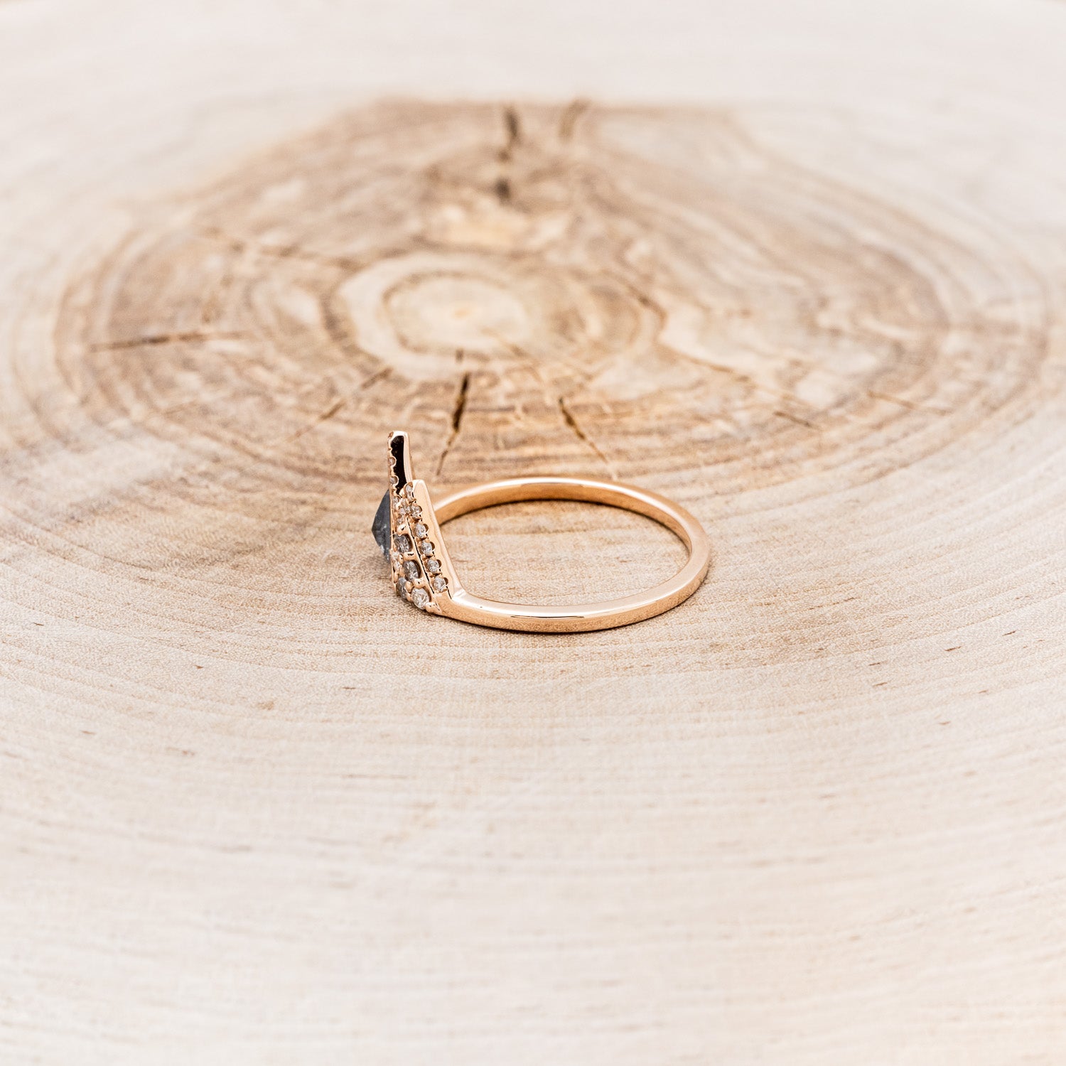 "TABEI" - TRIANGLE SALT & PEPPER DIAMOND MOUNTAIN ENGAGEMENT RING-3