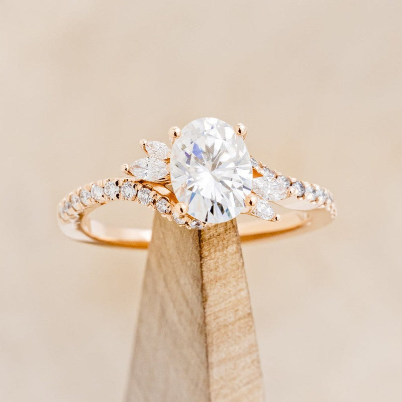 "SWAN" - OVAL MOISSANITE ENGAGEMENT RING WITH DIAMOND ACCENTS