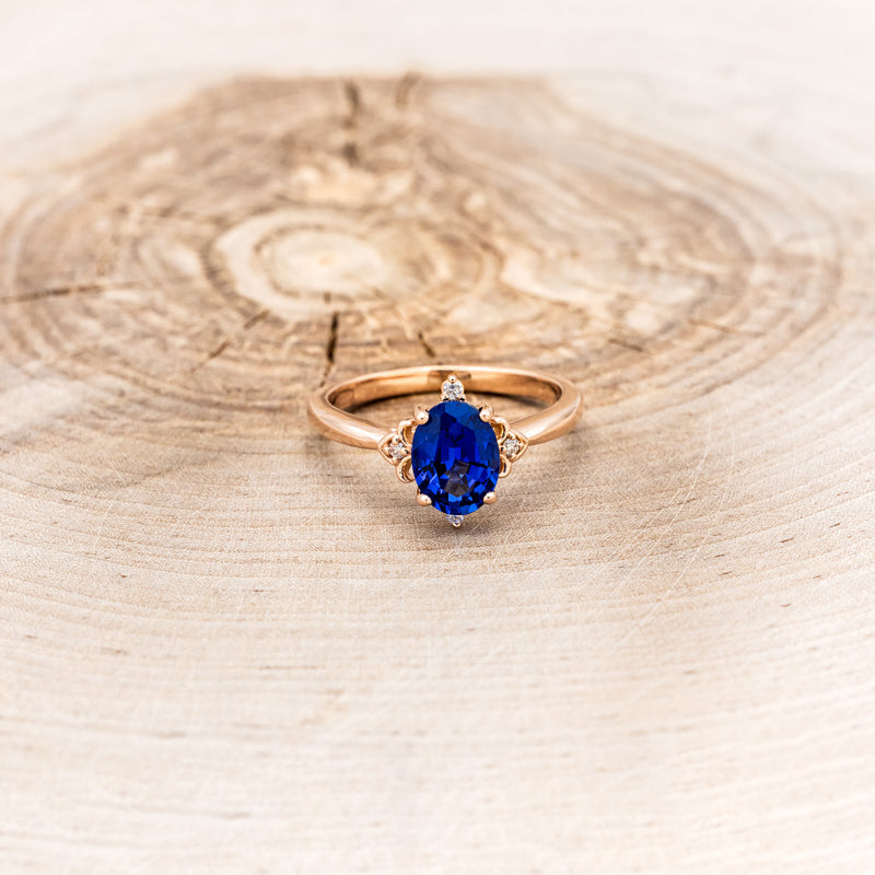 "ZELLA" - OVAL LAB-GROWN BLUE SAPPHIRE ENGAGEMENT RING-4