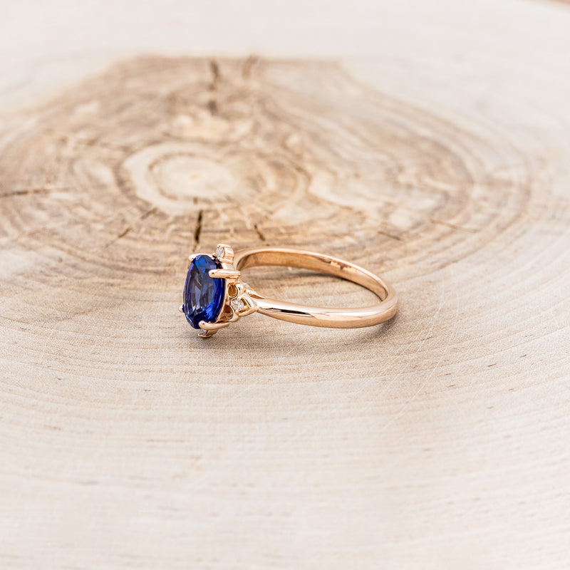 "ZELLA" - OVAL LAB-GROWN BLUE SAPPHIRE ENGAGEMENT RING-3