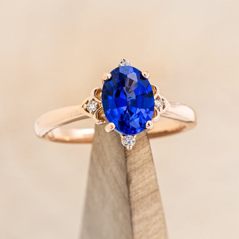 "ZELLA" - OVAL LAB-GROWN BLUE SAPPHIRE ENGAGEMENT RING-1