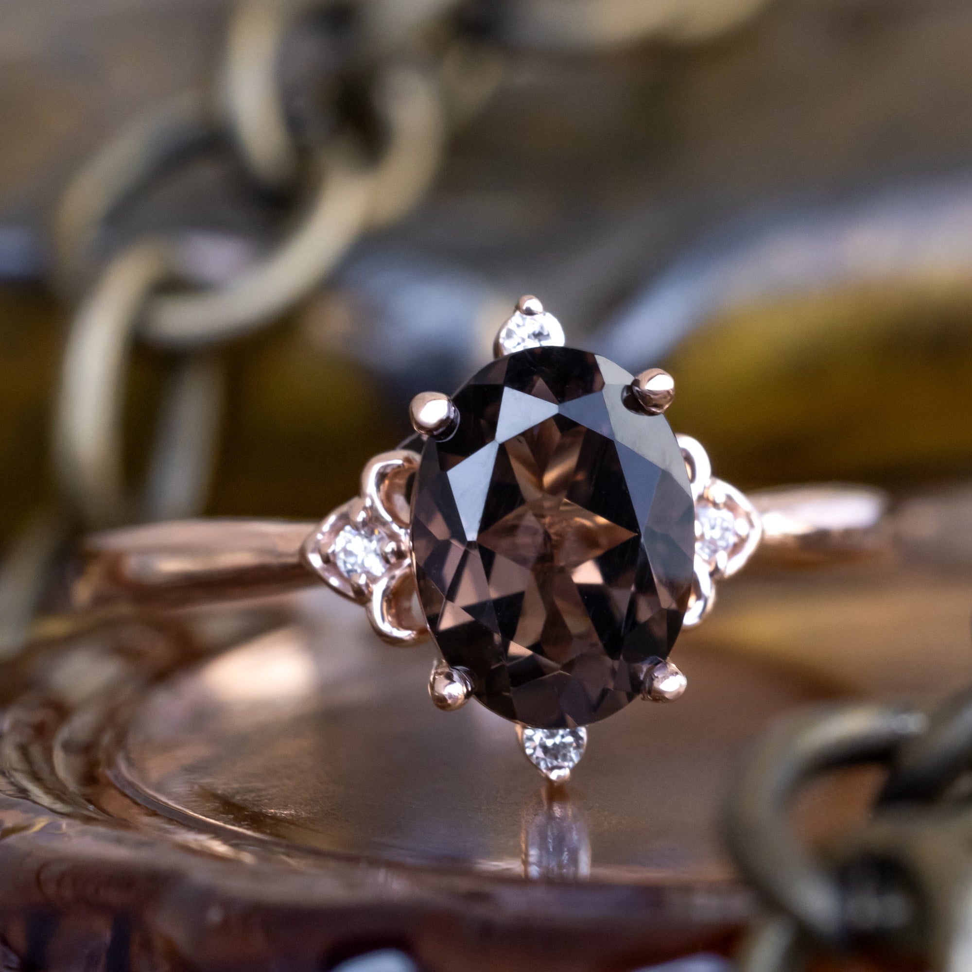 "ZELLA" - OVAL CUT ENGAGEMENT RING WITH DIAMOND ACCENTS-Staghead Designs
