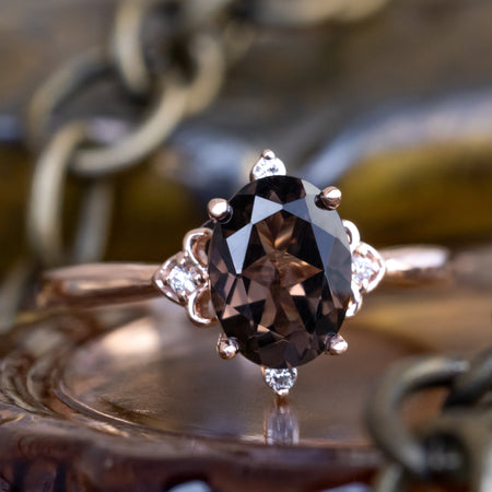Zella Oval Cut Smoky Quartz Engagement Ring | Staghead Designs