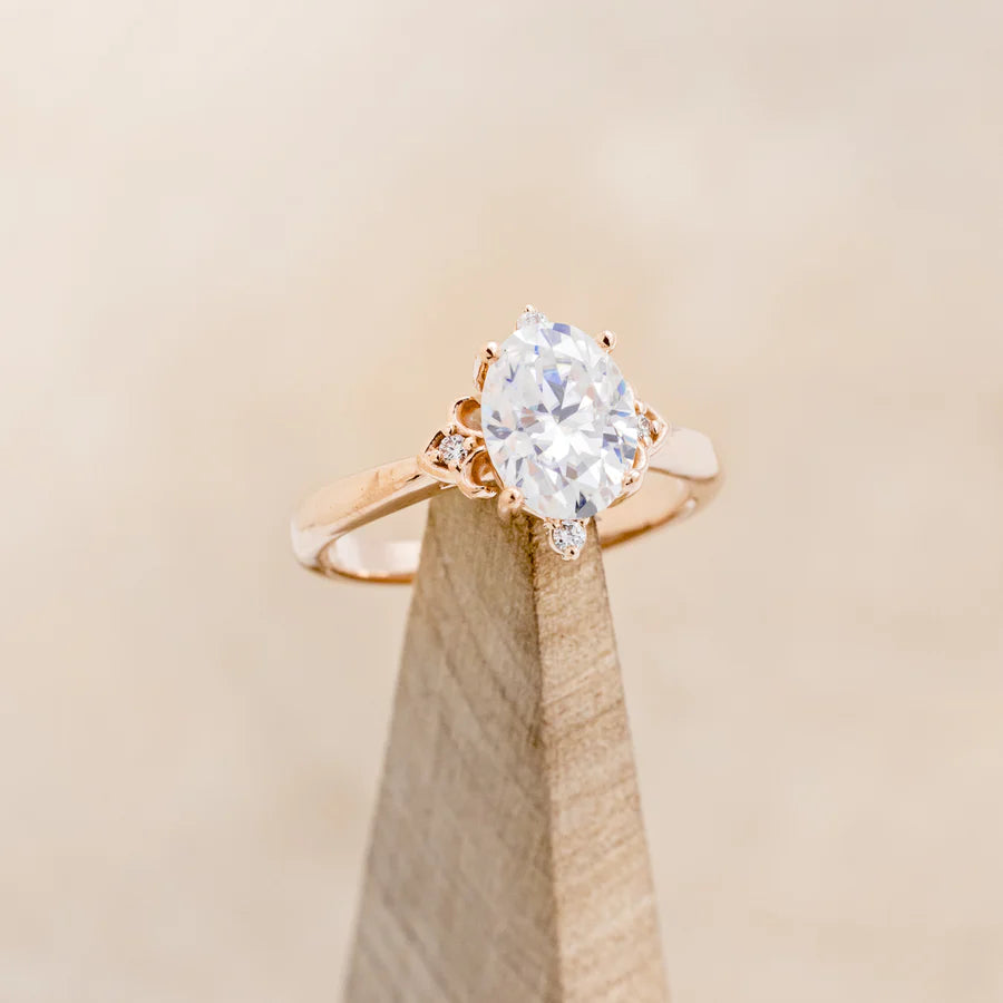 "ZELLA" - OVAL CUT ENGAGEMENT RING WITH DIAMOND ACCENTS-Staghead Designs