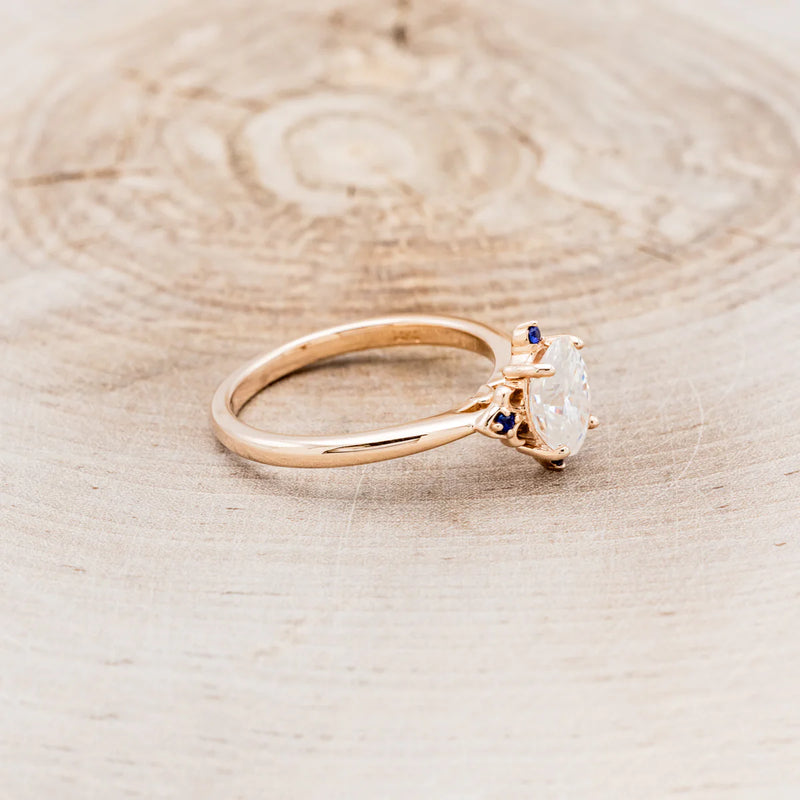 "ZELLA" - OVAL MOISSANITE ENGAGEMENT RING WITH BLUE SAPPHIRE ACCENTS - 14K ROSE GOLD - SIZE 7-RGZELLAWOVALMOISANDACCSAPP-4_1200x_d8751072-25c1-4d19-b81b-b161e9195d40