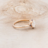 "ZELLA" - OVAL MOISSANITE ENGAGEMENT RING WITH BLUE SAPPHIRE ACCENTS-2