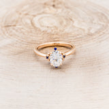 "ZELLA" - OVAL MOISSANITE ENGAGEMENT RING WITH BLUE SAPPHIRE ACCENTS-4